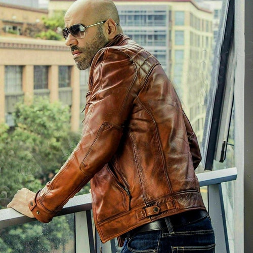Men's Handmade Vintage Brown Leather Biker Jacket - Etsy