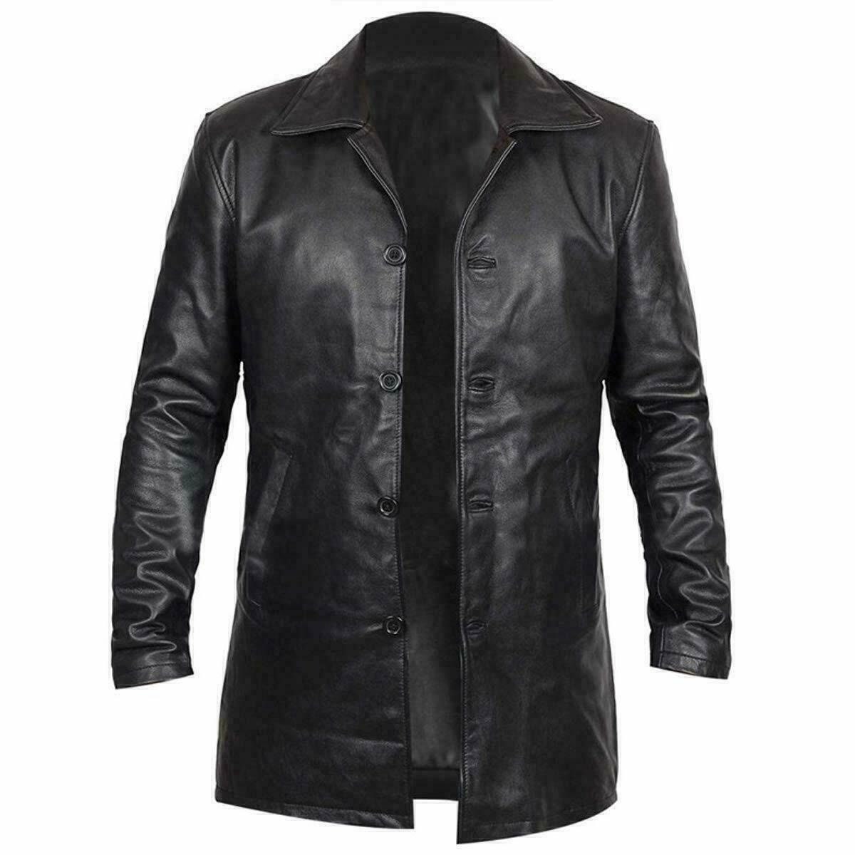 Mens Trench Leather Coat, Vintage Leather Coat, Supernatural
