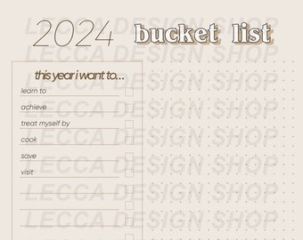 2024 Aesthetic Bucket List Planner in 5 colours!