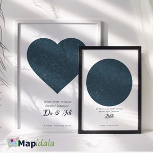 Personalisterte Sternenkarte Poster, Valentinstag, Hochzeit, Jahrestag, Geburt, Nachthimmel
