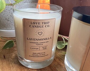 Lavenmonilla Soy Candle Lemon, Lavender, Vanilla