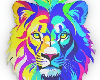 Custom Shaped Pillows lion neon