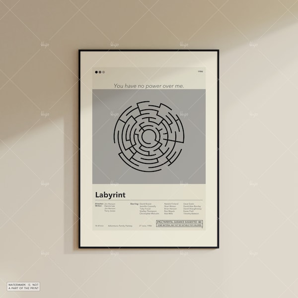 Labyrinth Poster | Jim Henson | Minimalist Movie Poster | Custom Movie Posters | Wall Art Print | Home Decor