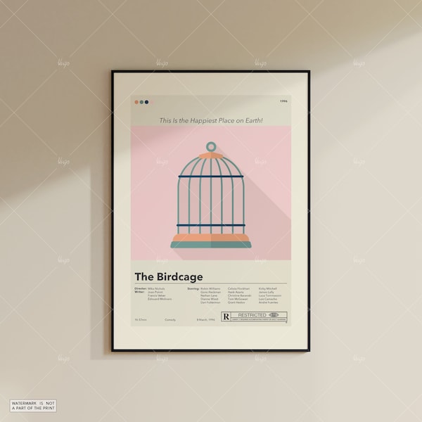 The Birdcage Poster | Mike Nichols | Minimalist Movie Poster | Custom Movie Posters | Wall Art Print | Home Decor