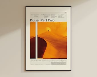 Dune : Cartel de la segunda parte / Denis Villeneuve / Cartel de película minimalista / Carteles de películas personalizados / Impresión de arte de pared / Decoración del hogar
