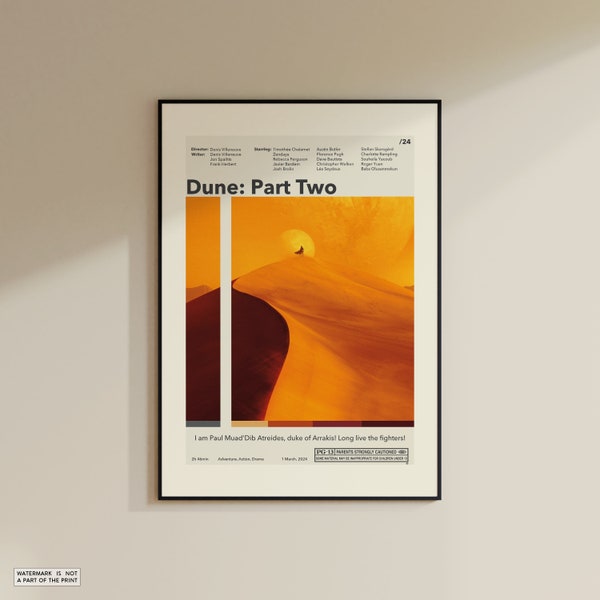 Dune : Part Two Poster | Denis Villeneuve | Minimalist Movie Poster | Custom Movie Posters | Wall Art Print | Home Decor