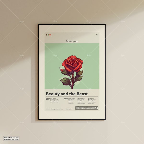 Beauty and the Beast Poster | Bill Condon | Minimalist Movie Poster | Custom Movie Posters | Wall Art Print | Home Decor