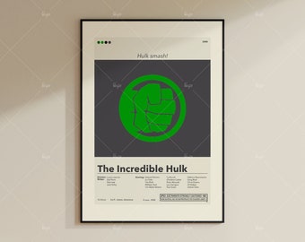 The Incredible Hulk Poster | Louis Leterrier | Minimalist Movie Poster | Custom Movie Posters | Wall Art Print | Home Decor