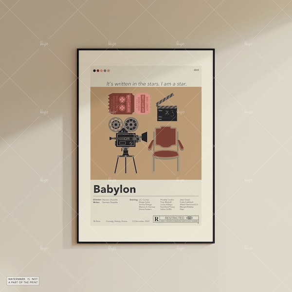 Babylon Poster | Damien Chazelle | Minimalist Movie Poster | Custom Movie Posters | Wall Art Print | Home Decor