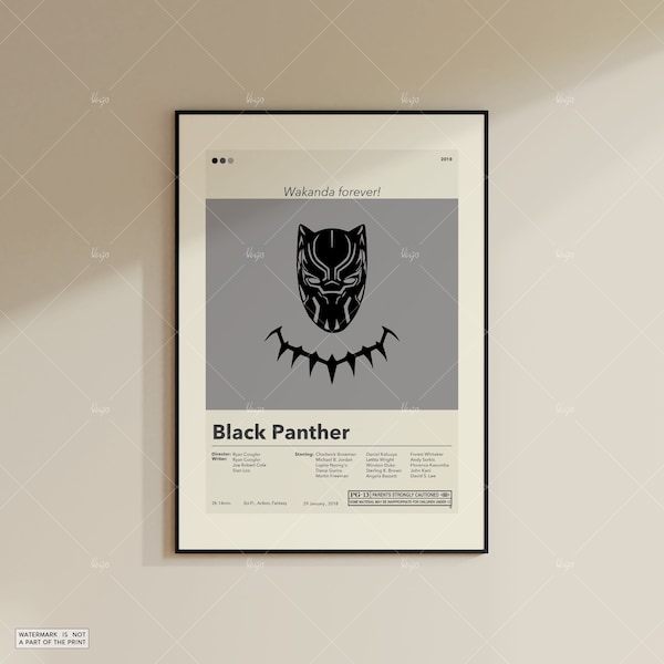 Black Panter  Poster | Ryan Coogler | Minimalist Movie Poster | Custom Movie Posters | Wall Art Print | Home Decor