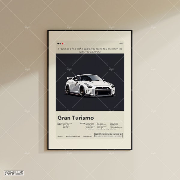 Affiche Gran Turismo | Neill Blomkamp | Affiche de film minimaliste | Affiches de films personnalisées | Impression d'art mural | Décoration d'intérieur