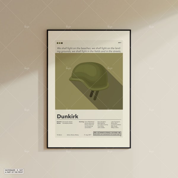 Dunkirk Poster | Christopher Nolan | Minimalist Movie Poster | Custom Movie Posters | Wall Art Print | Home Decor