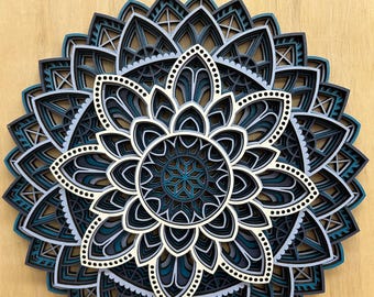 Snowflake Mandala Color Pattern #3, Wall Art, Mandala Art, Laser cut Mandala, Colorful Mandala, Painted Mandala, Wood Mandala, Wall art