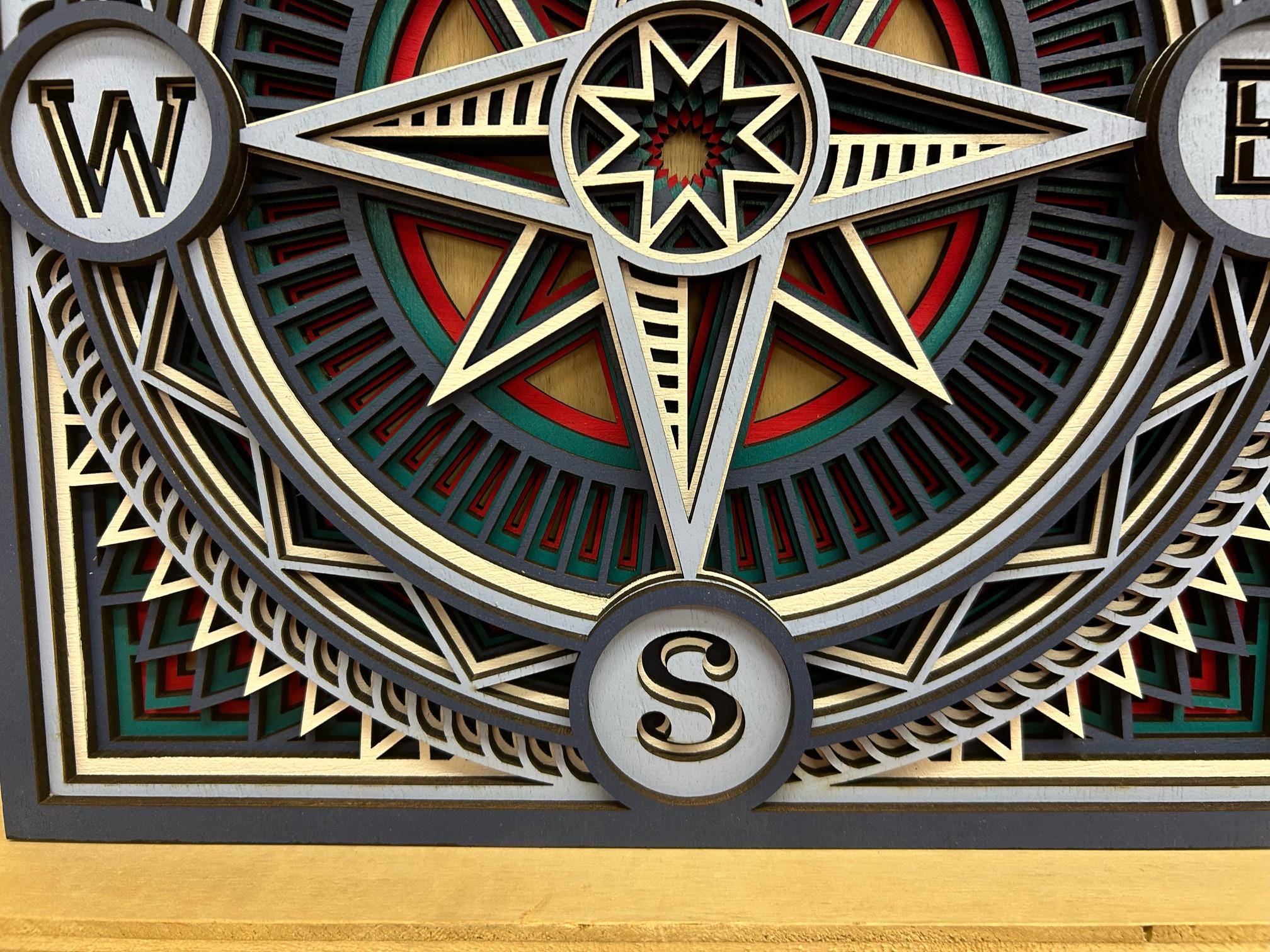 Zen Compass Compass Rose Mandala: Color Pattern #70 Compass Art, Layered Art ...