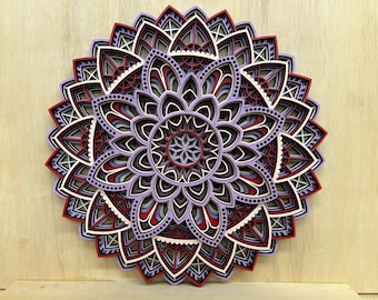 Snowflake Mandala Color Pattern #5, Wall Art, Mandala Art, Laser cut Mandala, Colorful Mandala, Painted Mandala, Wood Mandala Boho Art, Zen