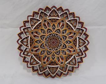 Snowflake Mandala: Color Pattern #2, Wall Art, Mandala Art, Laser cut Mandala, Colorful Mandala, Painted Mandala, Wood Mandala, Wall art