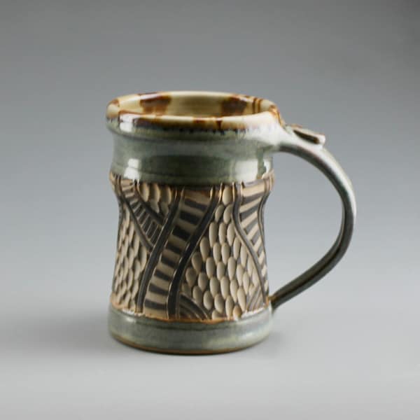 Handmade Functional Ceramic Hand-carved Mug