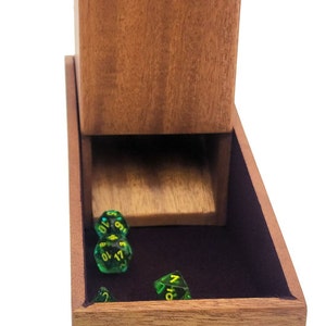 Mahogany wood dice tower & dice vault