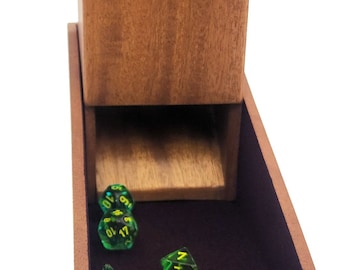 Mahogany wood dice tower & dice vault