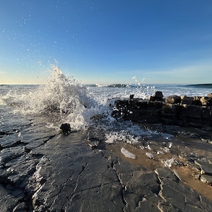 Crystal Cove Digital Print waves eruption at sunrise