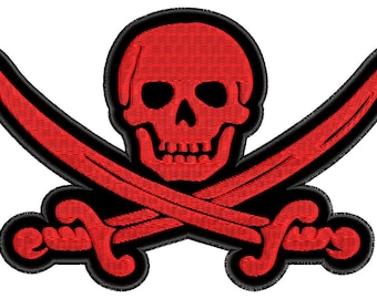 Strijkbare geborduurde patch SCHEDELSABELS