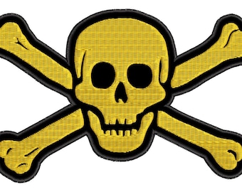 Schedel en botten warmte-klevende geborduurde patch