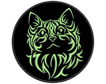 Tribal Cat strijkpatch met borduurwerk