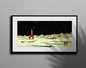 Tintin on the moon, &quot;We walked on the Moon&quot;, 4k High Quality Digital Download for Print, Poster, Comic Book Poster