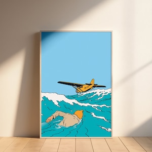 Tintin Nage, Avion, Téléchargement Numérique très haute qualité, Tintin dans la mer