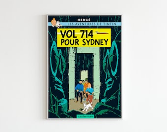 Tintin cover poster, "Flight 714 To Sydney" wall decoration