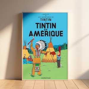 Tintin-Cover „In America“ - Digitaler Download 4k 300dpi hohe Qualität, Tintin-Poster, Tim und Struppi-Album / A2, A3, A4, 24x36"