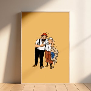 Tintin i plamiak na pustyni, plakat cyfrowy do pobrania [PDF i JPG], komiks, wysoka jakość, A2