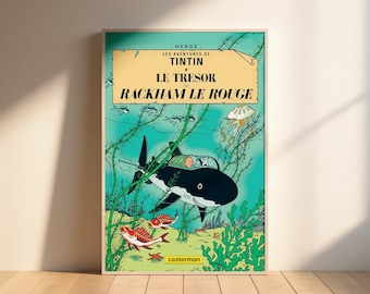 Tintin Cover "Red Rackham's Treasure" - High Quality 4k 300dpi Digital Download, Tintin Poster, Tintin Album