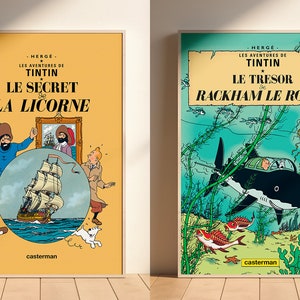 2 Tintin Covers "The Secret of the Unicorn" and "Red Rackham's Treasure" - High Quality Digital Download, 4k / 300ppp, JPG