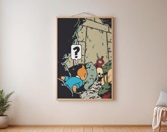 Kuifje Verrast, De Tempel van de Zon, Vraagteken, Kuifje poster, poster, wanddecoratie