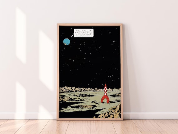 Poster Tintin. La Terre appelle la Lune- Téléchargement Numérique 4k 300ppp haute qualité