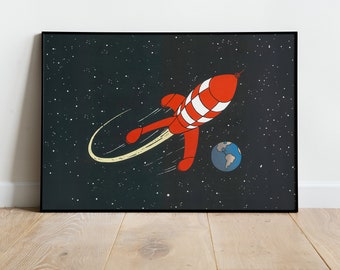 Tintin Fusée, Space, Digital Download, Hergé, 4k, Very High Quality