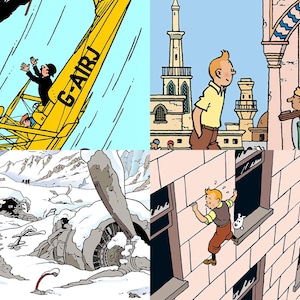 Tintin, 4 pôsteres, downloads digitais de alta qualidade 4k - para impressão - arte de parede / pôster / pôster de quadrinhos / Kuifje