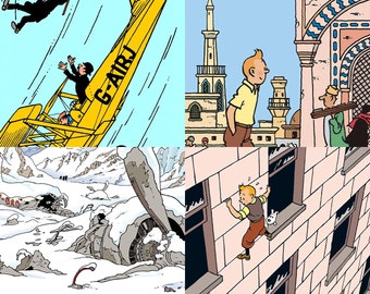 Tintin, 4 Poster, High Quality 4k Digital Downloads - for Printing