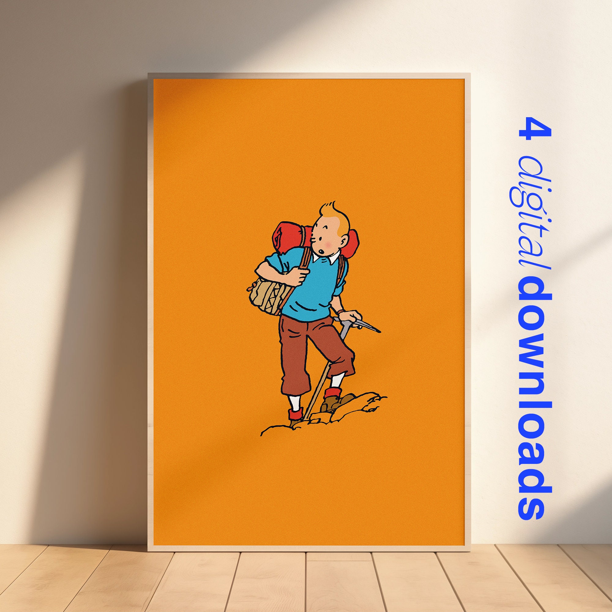 Tintin in Tibet, 4 Digital Downloads 2 Colors - Files for Printing