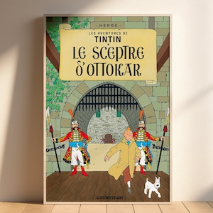 Okładka Tintin „The Scepter of Otokar”-cyfrowe pobieranie 4k 300 dpi wysokiej jakości, plakat tintin, album, tintin i śnieg