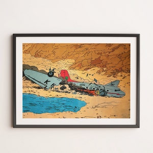 Plane Crash, Tintin, Digital Download A2, A3 High Quality