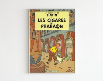 Cartel "Los Cigarros del Faraón", portada de Tintín, decoración de pared, descarga digital