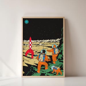 月のタンタン、風景、ポスターデジタルダウンロード、コミックブック、高品質、A2