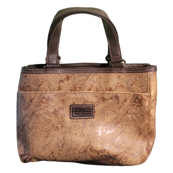 VINTAGE 1990s Authentic Relic 4324 Brown Paisley Embossed Hand Bag Purse 9X5X75 Etsy