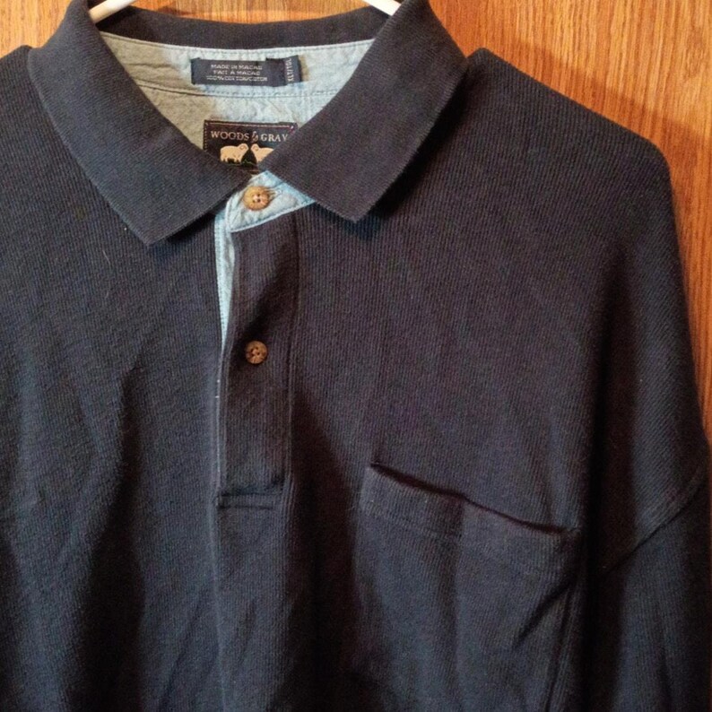 Vintage Woods & Gray XLT Tall Heavyweight Cotton Rugby Shirt Made in Macau image 3