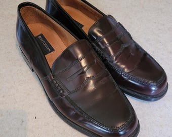 Mocassini vintage Y2K Bostonian Florentine Penny Loafers in pelle marrone, Made in Italy, classici da uomo