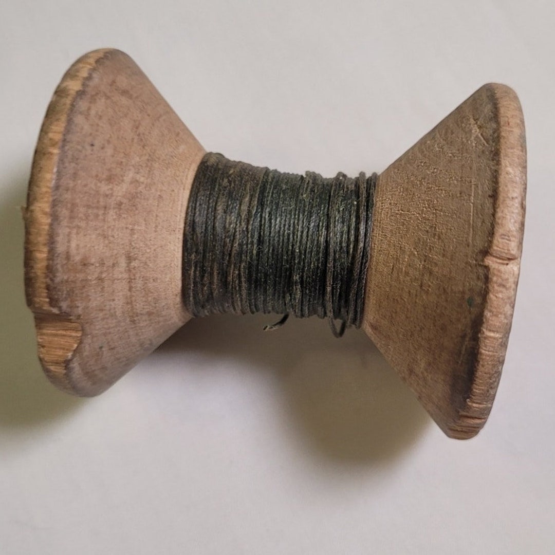 ANTIQUE 3 Wool Spool Waked Cotton Carpet Thread Brown 4 Oz Bobbin ...