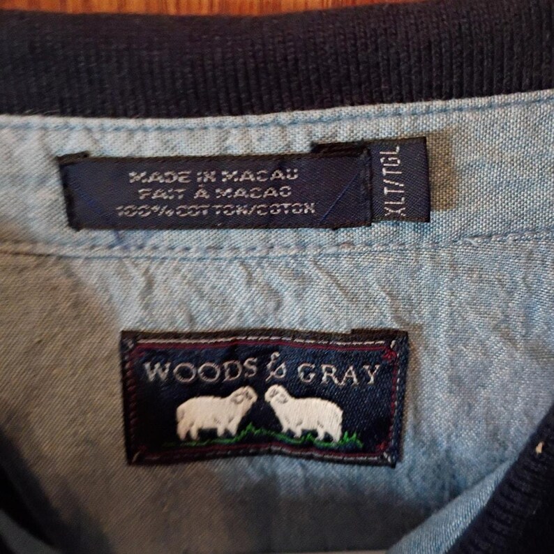 Vintage Woods & Gray XLT Tall Heavyweight Cotton Rugby Shirt Made in Macau image 6