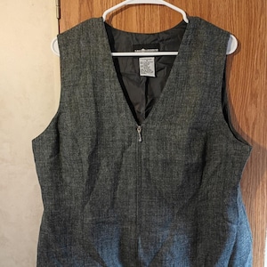 Chaleco vintage gris con cremallera Sag Harbor, talla 16, estilo minimalista, estilo años 90